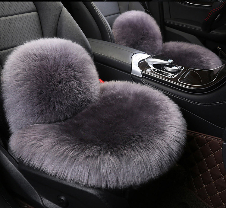 Car Winter Cushion Plush Cushion Three-piece Set Thickened Warm Fur Non-slip Integrated General Motors Cushion