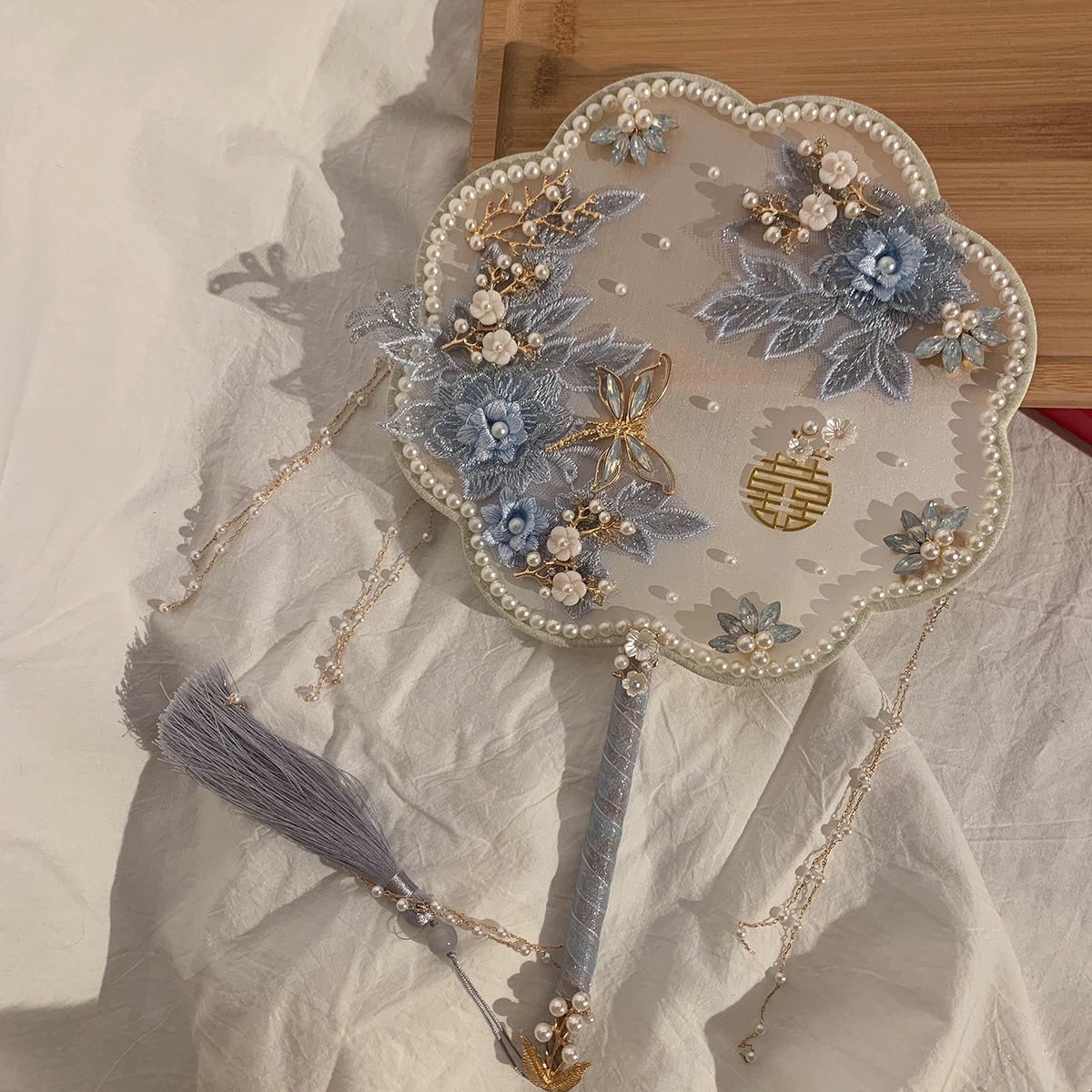 Genuine blue double-sided materials set for bride, Chinese style