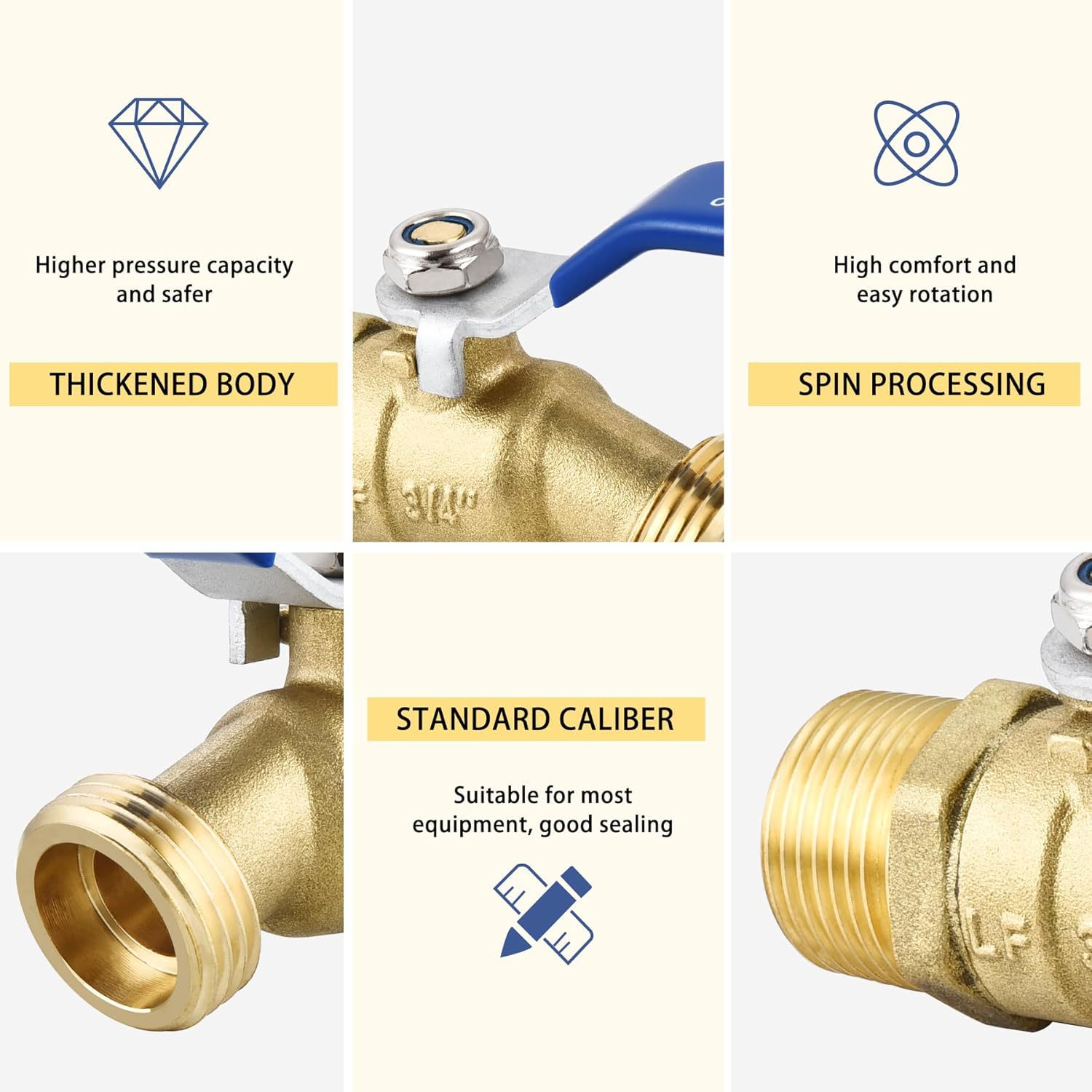 Cross-border brass ball valve 3/4 GHT X 3/4 NPT garden hose threaded faucet switch Item Picture