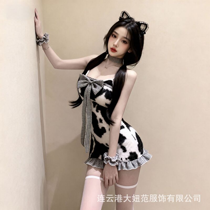 Cute Cow-Themed Uniform Set, Sexy Lingerie, Playful Role-Playing, Pure Desire Bodycon Skirt for Women