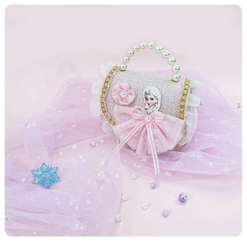 Bolso Infantil de la Princesa Elsa de Frozen, Bolso de Estilo Chanel para Niñas, Bolso Bandolera para Niñas Pequeñas