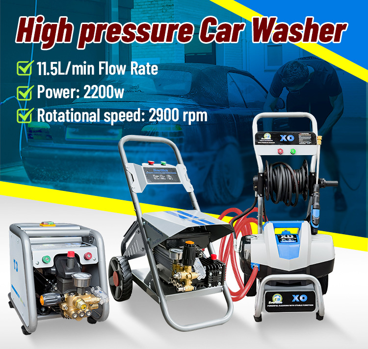 High-pressure car washer for home use, 220V 2200W high-power portable water gun, vehicle cleaning and washing tool
