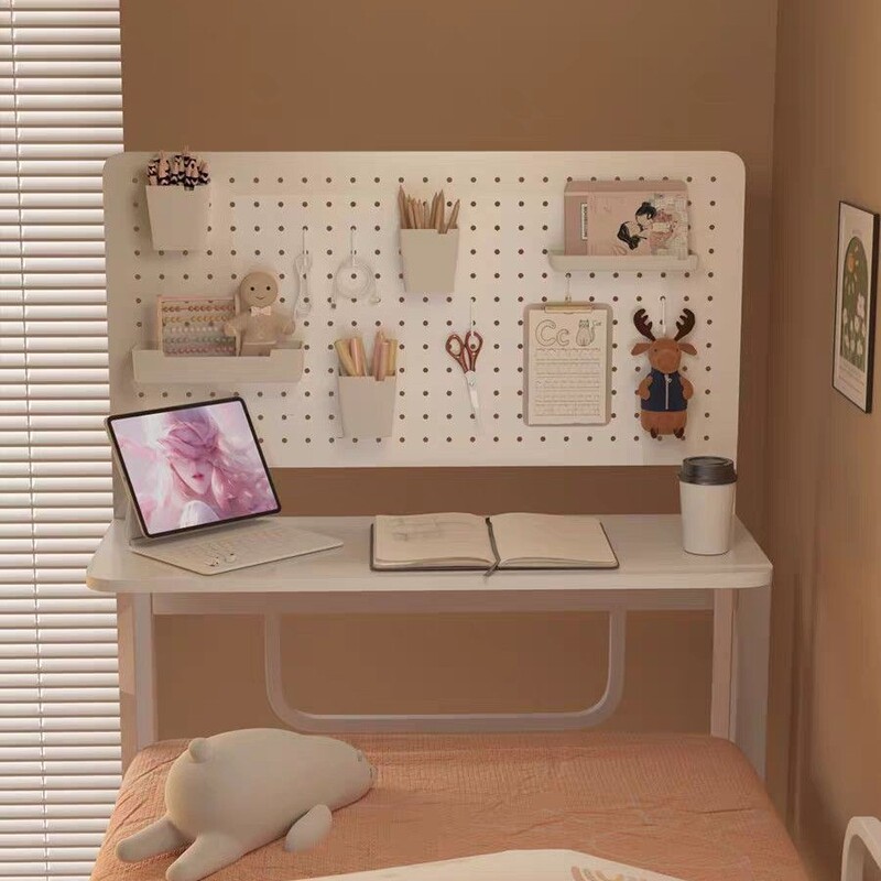 Bedroom pegboard bedside table, dormitory bed end multifunctional storage rack, foldable computer lazy desk, storage organizer Bedroom pegboard bedside table, dormitory bed end multifunctional storage rack, foldable computer lazy desk, storage organizer