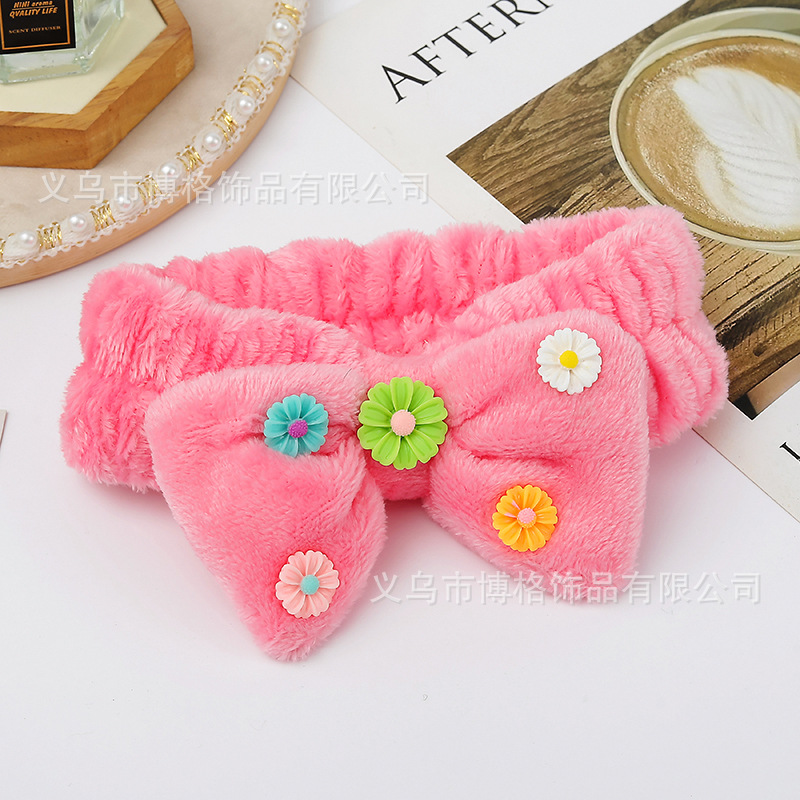 Nueva diadema de ala ancha mujer dibujos animados tridimensional pequeña flor arco cara lavado maquillaje deportes pelo banda maquillaje accesorios para el pelo