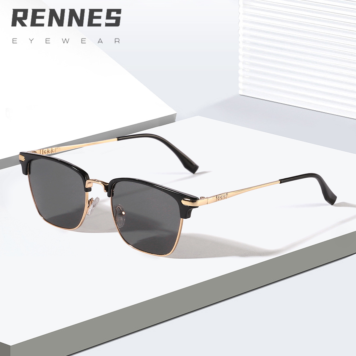 Nuevas gafas de sol de moda con marco cuadrado de cejas de metal transfronterizas para hombres gafas de sol clásicas de estilo empresarial europeas y americanas Sunglasses