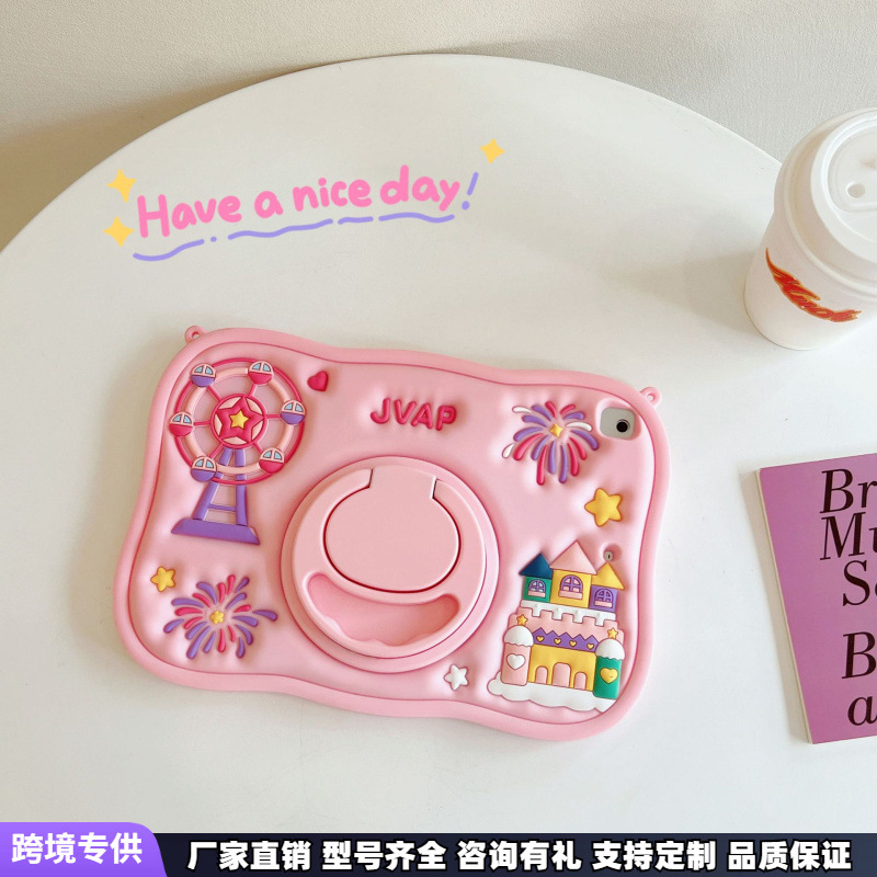 Apple Ipad9 Anti-Fall 360 Rotation Cartoon Castle Car Ninth Generation Mini6 Silicone 10.2inch Protective Cover
