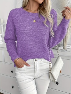 K 70137 Elegant Loose Round Neck Sweater Ůʿë��