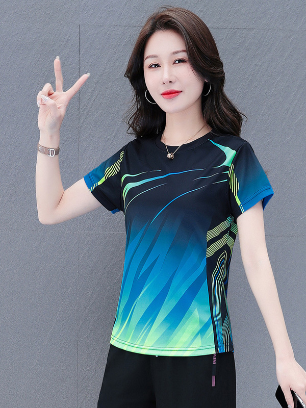 アイスシルク半袖 Tシャツ女性の夏 2025 新しい緩い薄い半袖速乾性スポーツフィットネス服 Tシャツトップ|undefined