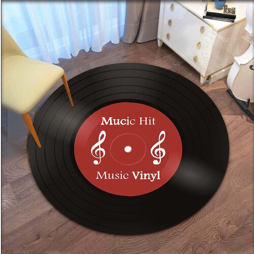 Cross-border vinyl record living room decoration carpet study balcony round chair cushion fashion personalized music non-slip floor mat
