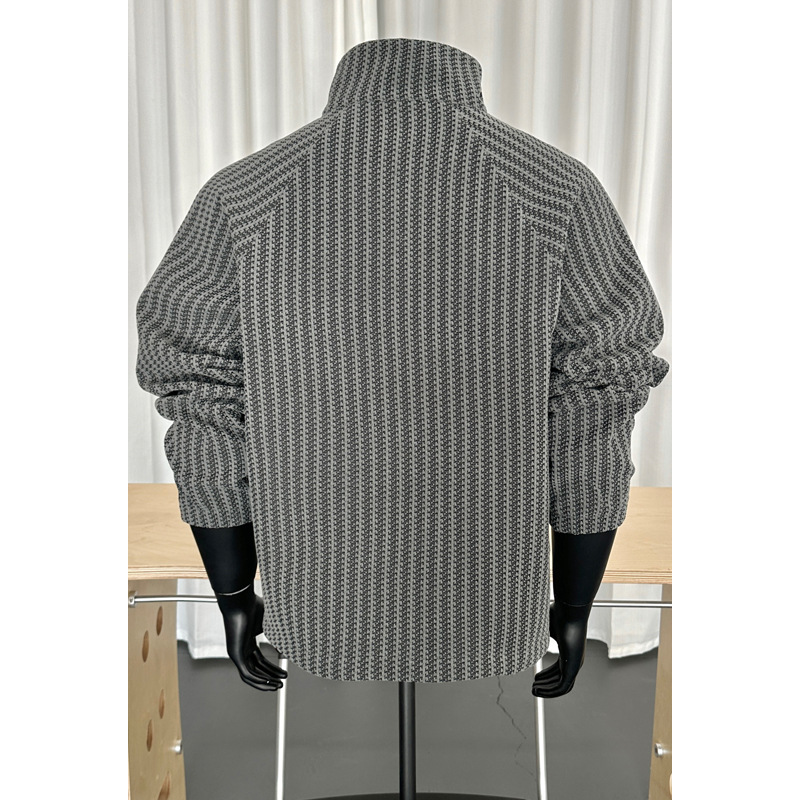 Gray American-style Straight-shoulder Half-zip Long-sleeve T-shirt For Men, Spring High-street Boxy Short Sweatshirt,_voghion.com