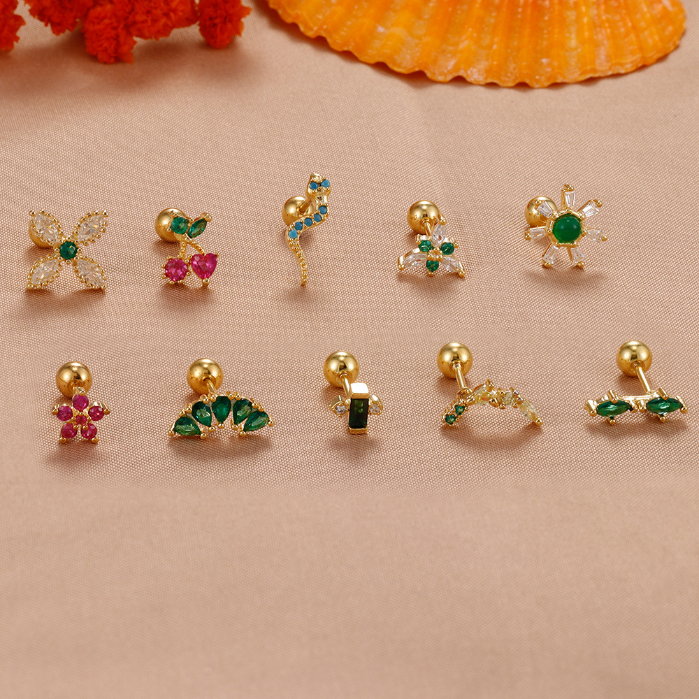 2g Weight Ion Plating (IP) Gold Plating Process 304 Stainless Steel Ear Needle Material Ear Studs Classification 1 Piece Quantity Casual, Holiday, Daily Occasion 304 Stainless Steel Material Geometric, Cherry, Flower, Snake Pattern All Seasons Season Women's Gender Polished Finish Elegant, Modern Style Style 1 Piece Elegant Modern Style Geometric Cherry Flower 304 Stainless Steel Ear Studs 无