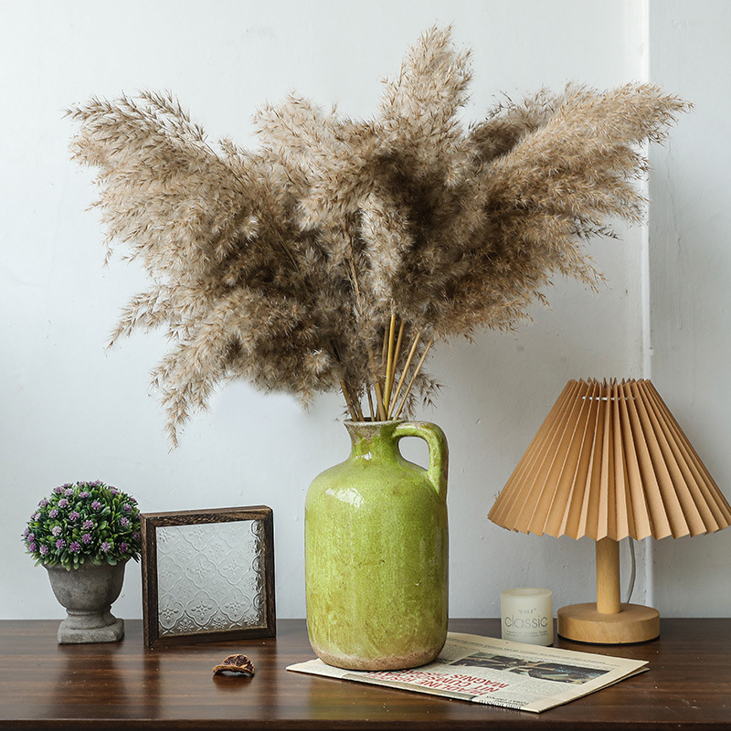Nordic Simple Retro Old Ceramic Ice Crack Green Small Vase Home Accessories Craft Ornaments Floral