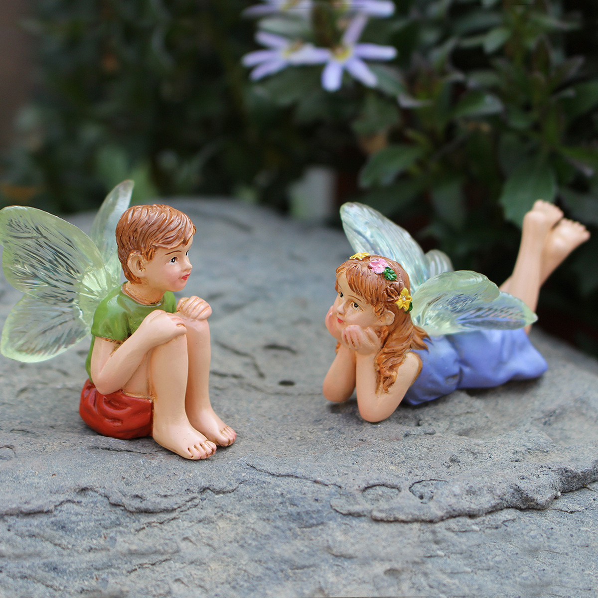 Spring New Product Creative Boys and Girls Resin Ornaments Garden Courtyard Terrace Decoration Flower Fairy Landscaping Ornaments Now