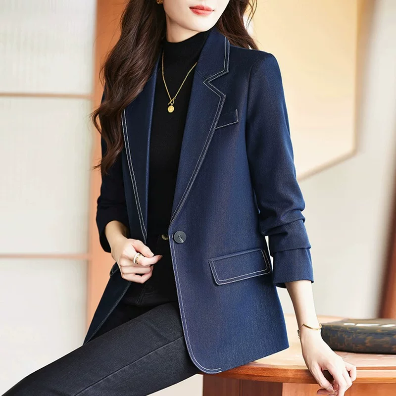 Denim autumn elite classic suit jacket, bright catchy style