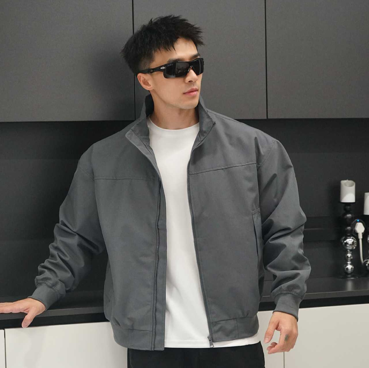 2025秋季美式三防工装夹克男装立领飞行员上衣潮流休闲宽松外套