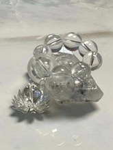 银月 白水晶手捻莲花白猫眼石小手捻镂空文玩把件手机挂件挂链
