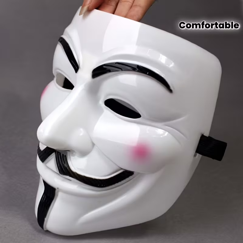 Halloween Mask White V-Shaped Face V Monster Plastic Masquerade Party Avenger Fake Face Cosplay Prank