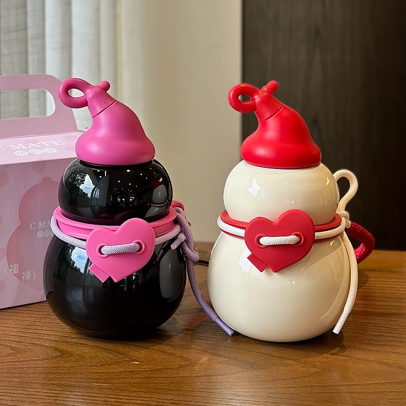 Taza de calabaza para niñas de alto valor facial 2025 nueva taza de agua de paja de gran capacidad de alumno de acero inoxidable 316