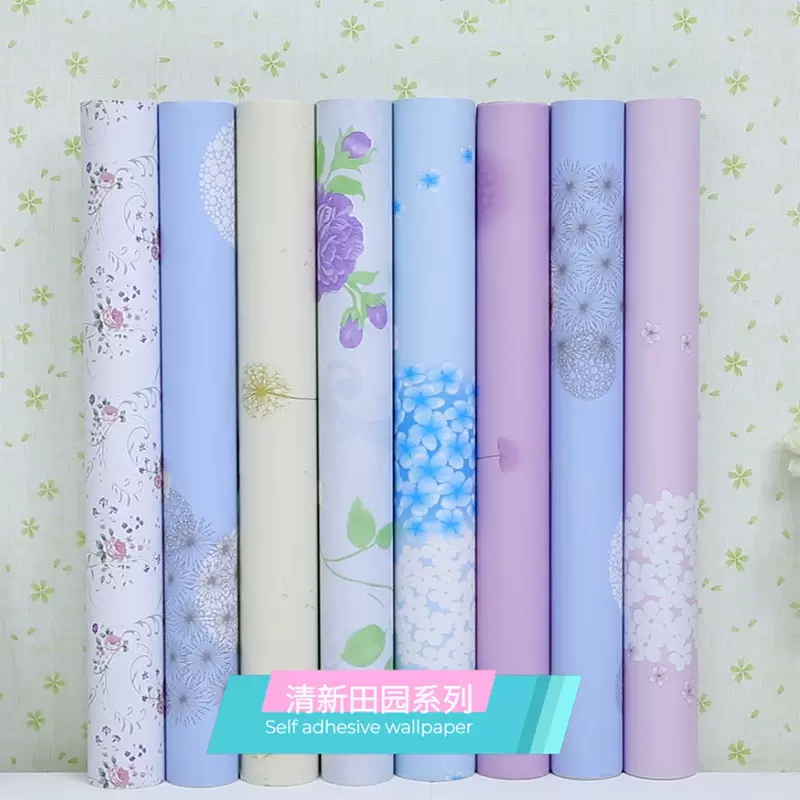 10米卷装PVC墙纸 加厚间距田园风卡通儿童房间装饰自粘壁纸