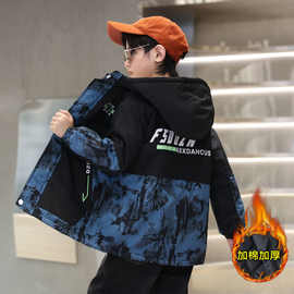 男童加棉外套冬款加厚外套2025新款中大童装洋气男孩加棉风衣韩潮