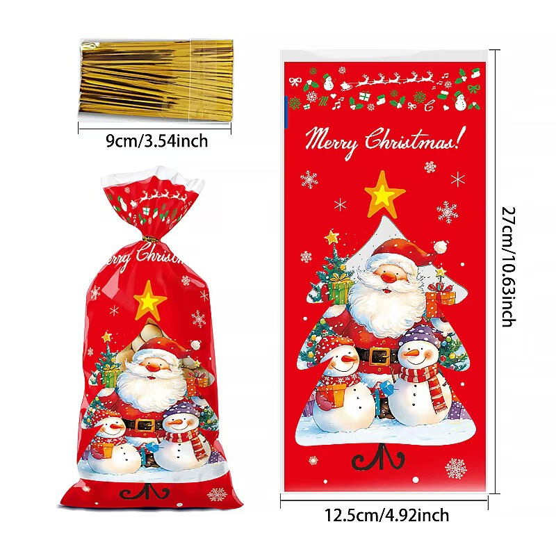 オリジナルクリスマスキャンディ包装袋ポップコーンバッグ OPP フラットポケットシルクバッグ誕生日パーティーギフトバッグ|undefined