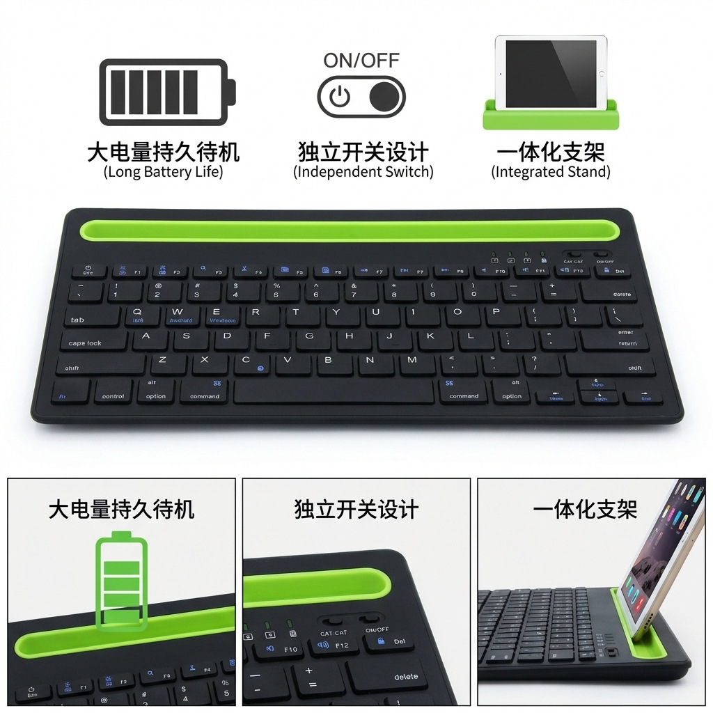 Nuevo transfronterizo teclado Bluetooth tijeras de carga pies largos tarjeta slot magnético teléfono móvil iPad tablet oficina silenciosa universal image 3
