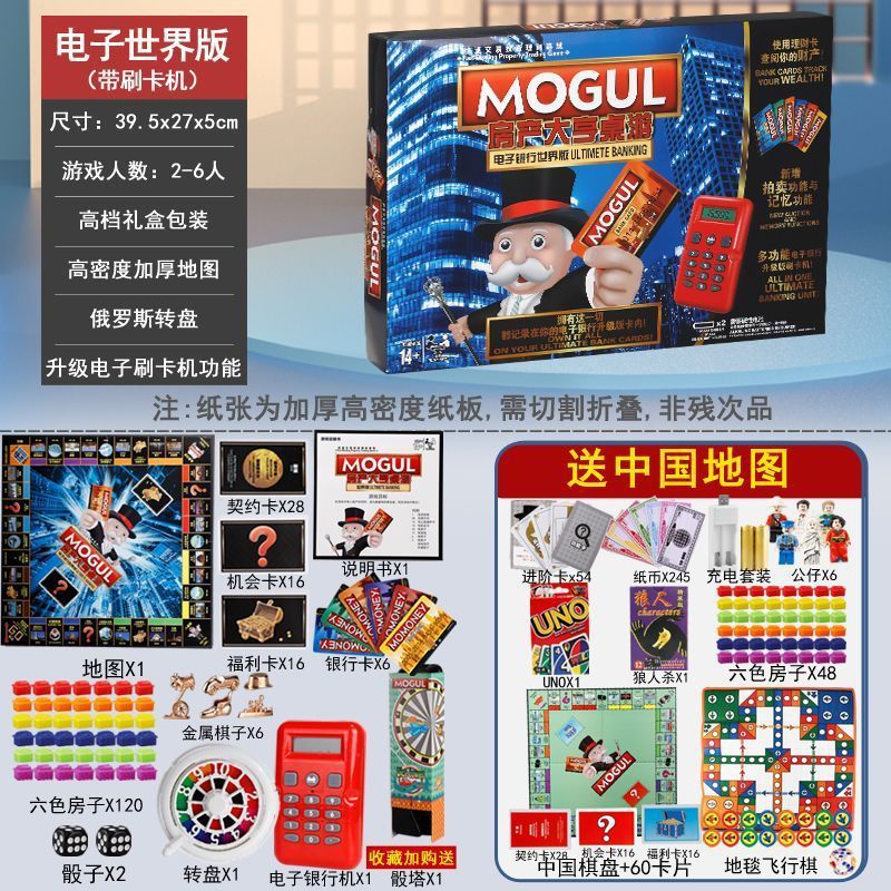 正版大富翁游戏棋世界版中国版超大号儿童成年版互动桌游房产大亨|undefined