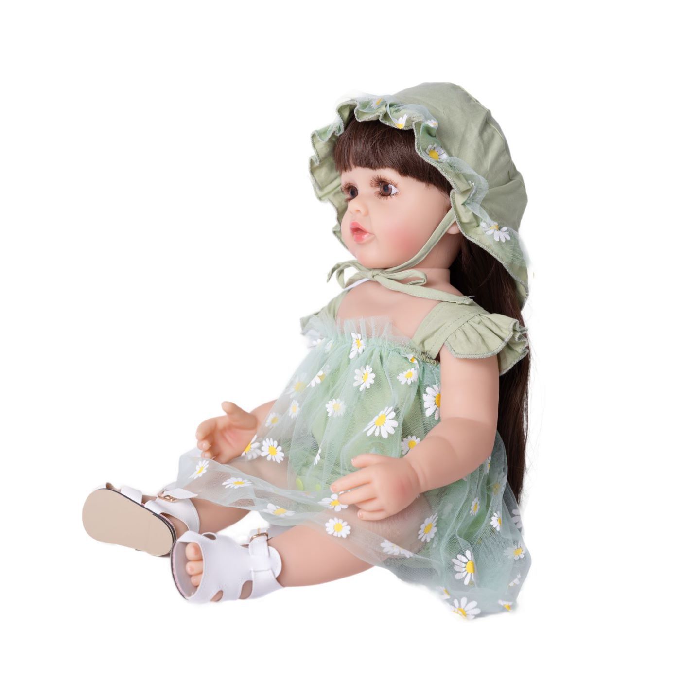 Shake The Voice to appease the rebirth doll full body soft lotus leaf skirt simulation baby female doll cross-border e-commerce doll 55m