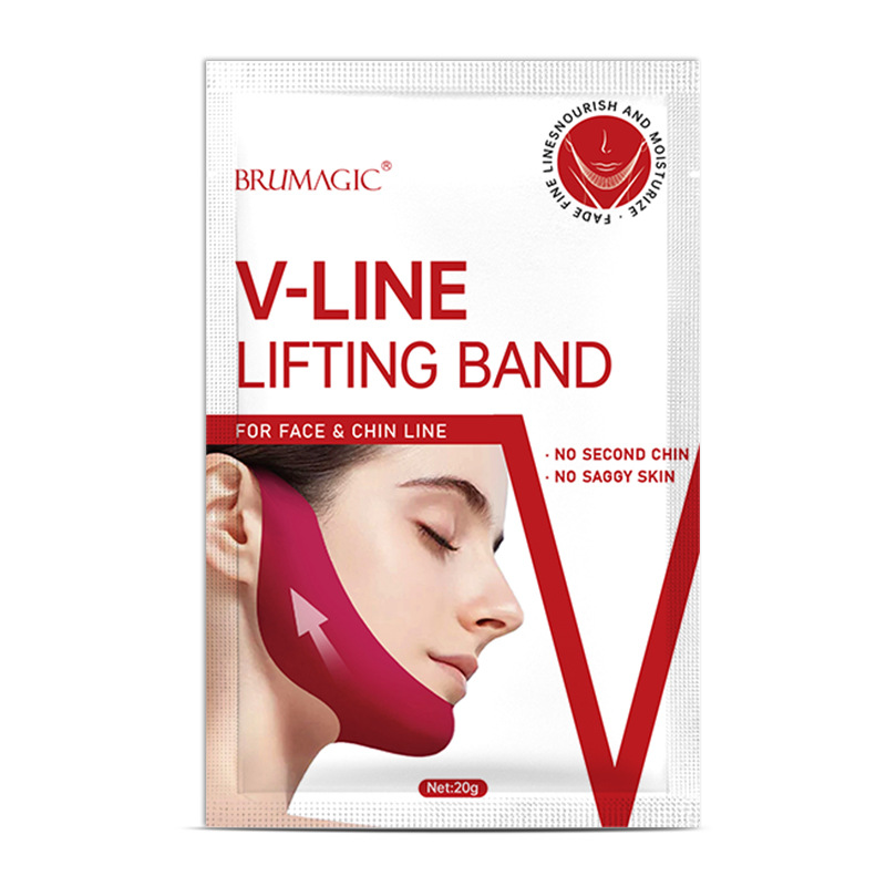 Máscara facial V transfronteriza Inglés rojo en forma de V elevación barbilla pegarse gel oreja colgando máscara levantamiento vendaje en stock