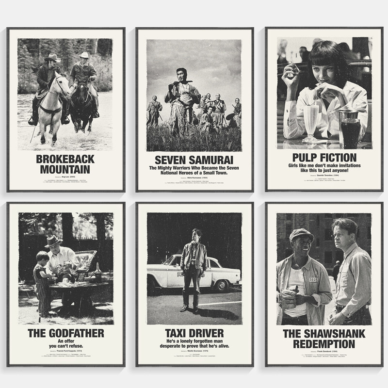Vintage Movie Poster Wall Art, Nostalgic Black and White Decorative Painting for Living Room and Bedroom Background Wall, the Shawshank Redemption Mural Vintage Movie Poster Wall Art, Nostalgic Black and White Decorative Painting for Living Room and Bedroom Background Wall, the Shawshank Redemption Mural
