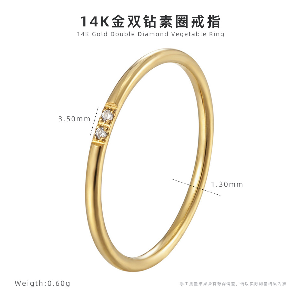 Anillo de diamantes de circón transfronterizo 14k anillo de diseño de nicho simple anillo femenino de acero de titanio sin decoloración joyería al por mayor