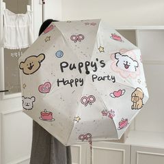 漫画ライン子犬傘学生専用 70% off 8 骨折りたたみ自動傘抗 UV ビニール日傘