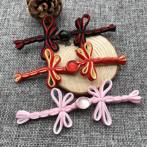 New style jade pearl dragonfly button Chinese-style handmade cheongsam children's Tang suit shirt button Chinese knot ethnic style button 