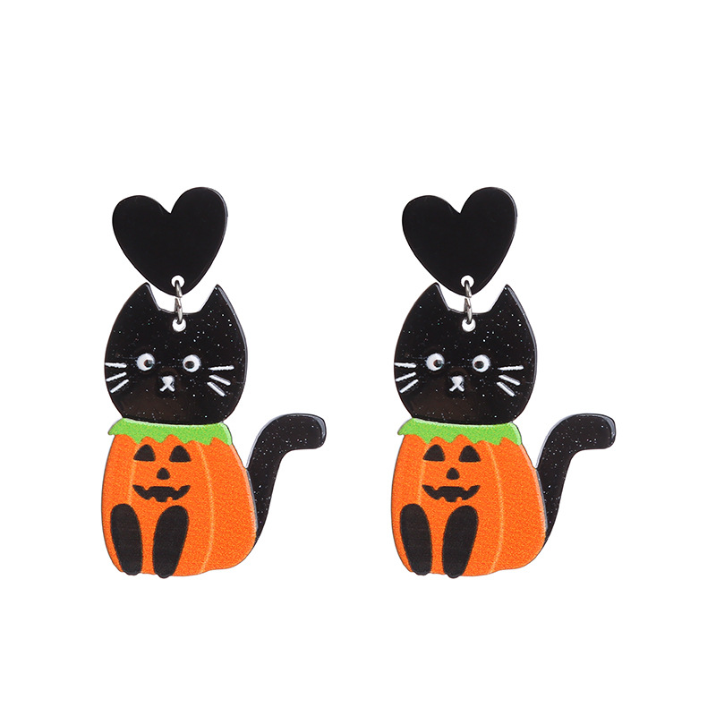 Fashion Pumpkin Letter Ghost Patchwork Arylic Earrings display picture 3