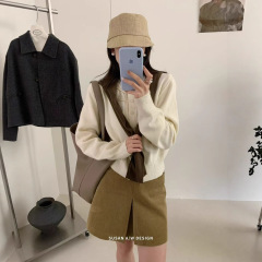 苏珊 韩系减龄2025秋季新款圆领开衫针织衫女宽松毛衣外套27339