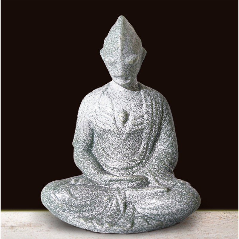 Imitación verde arena piedra Buda estatua muebles artesanía salud pecera paisaje decoración Zen estilo chino decoración pequeño Buda al por mayor