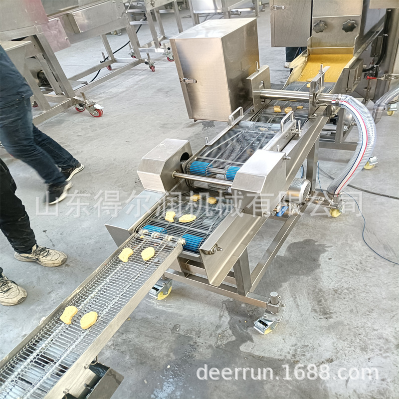 全自动薯饼生产线 小型肉饼加工流水线 上浆裹粉设备一站式购齐