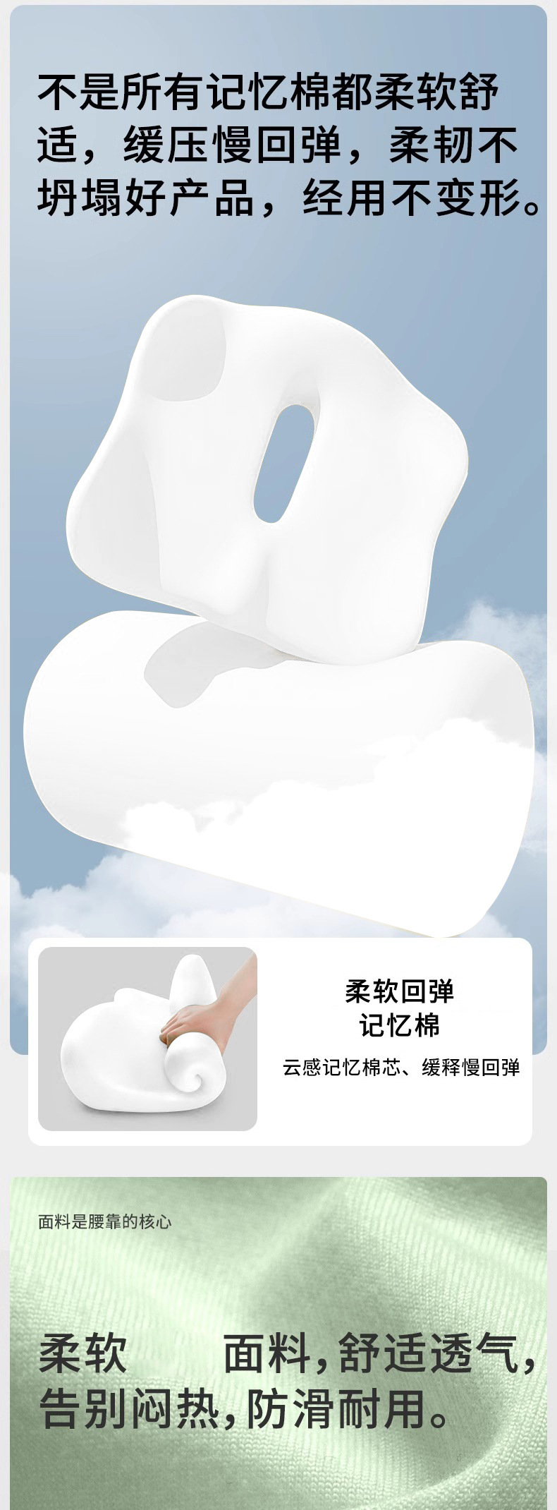 Memory Foam Coccyx Pressure-Relief Cushion for Post-Surgery, Breathable Seat Cushion for Long Hours of Sitting in the Office, Student Classroom, and All-Season Use
