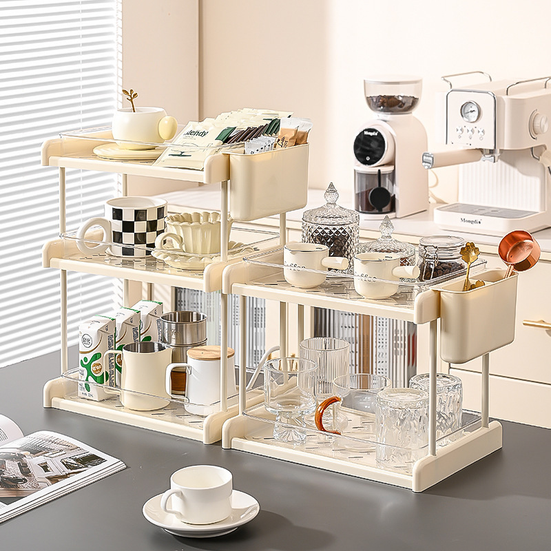 Home desktop coffee storage rack, office layered plastic large-capacity storage cup holder, multi-functional organizing storage box Home desktop coffee storage rack, office layered plastic large-capacity storage cup holder, multi-functional organizing storage box
