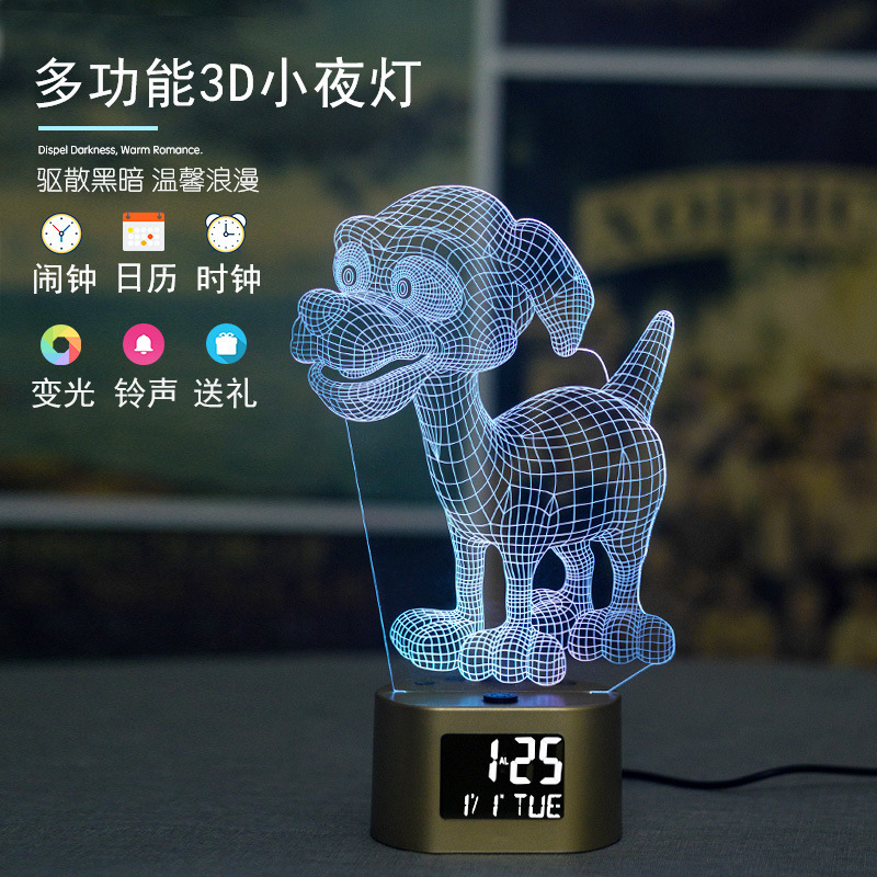 Reloj despertador infantil 3D creativo de venta caliente, luz nocturna multifunción, reloj electrónico de regalo, venta directa de fábrica