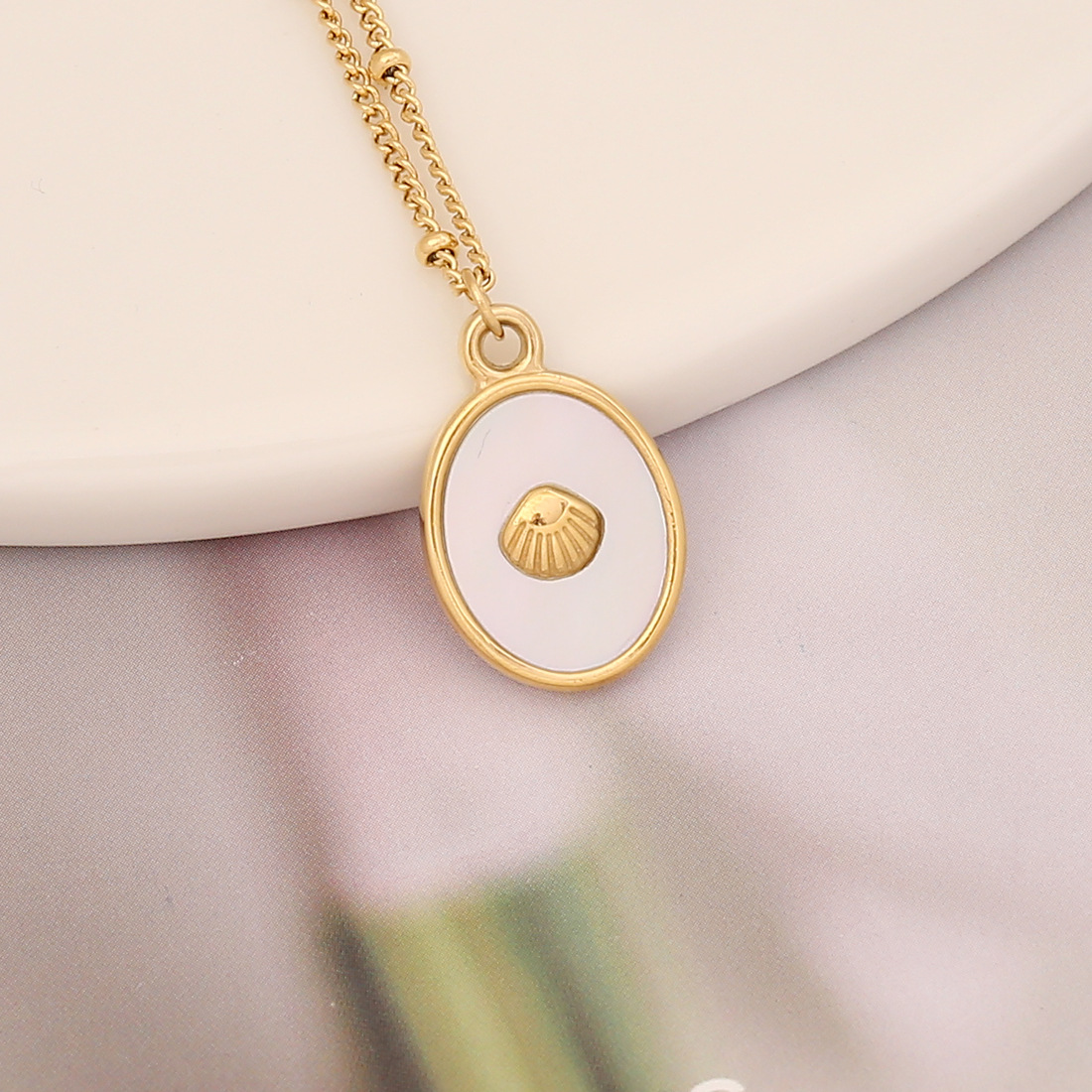 Fashion Flower Butterfly Stainless Steel Plating Inlay Shell Pendant Necklace 1 Piece