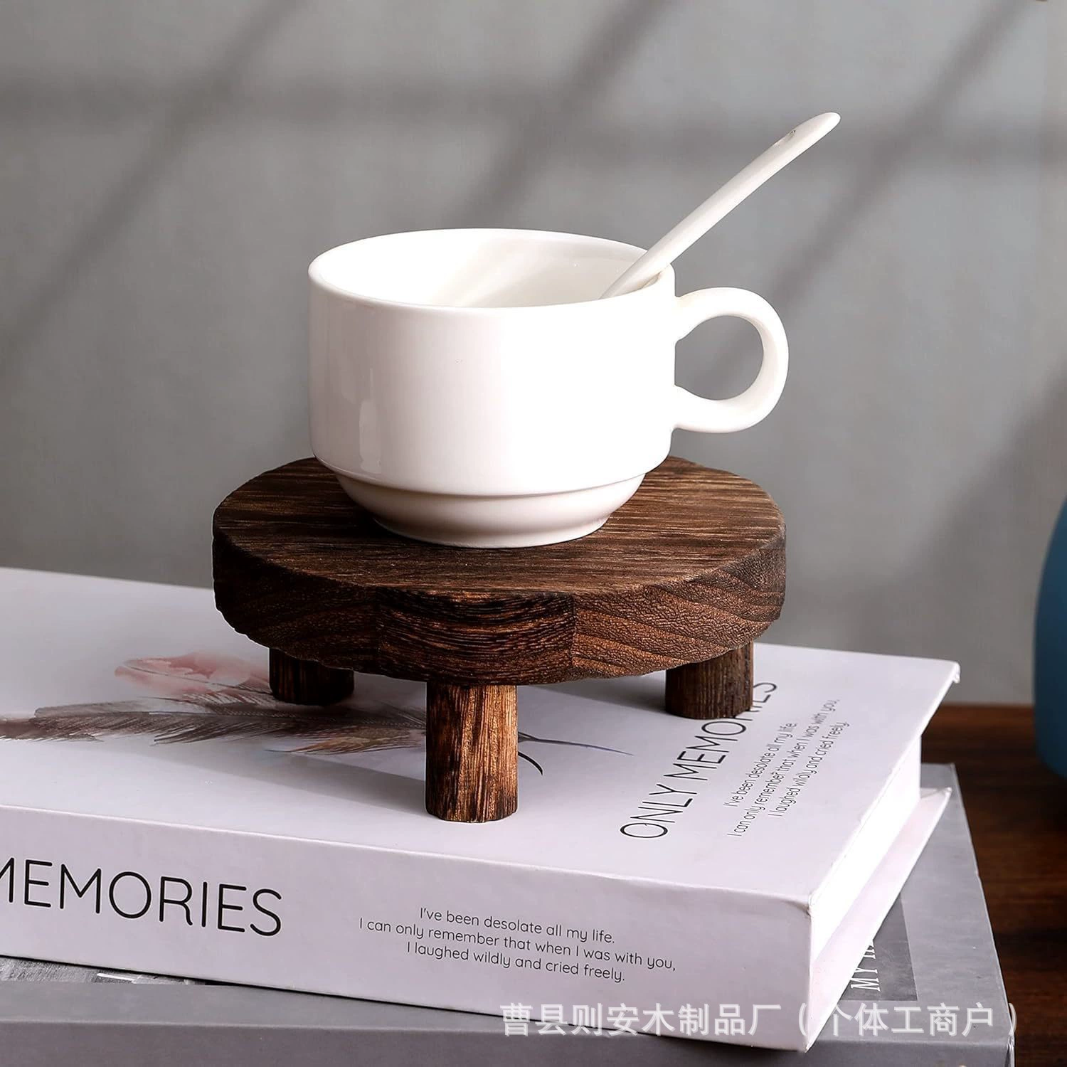 Wooden round flowerpot base solid wood small stool ornaments creative storage rack cup base bracket round bottom bracket