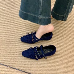 内增高复古单鞋方头蝴蝶结芭蕾舞鞋女鞋子2025春秋季玛丽珍晚晚鞋