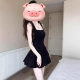 Black Sleeveless Sling dress Children's Summer French Style Elegant Sweet Spice Girl Tight Waist Ballet Puff Skirt