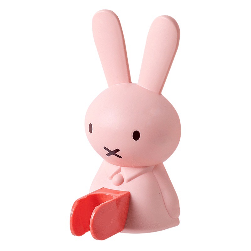 Plastic Children's Cartoon Rabbit Shower Rack Bathroom Hole-free Seamless Sticker Waterproof Hanging Bracket Fixed Seat Shower Head