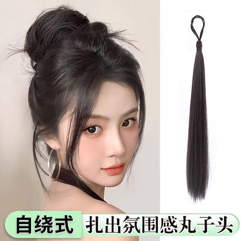 Auto-liquidación pelo paquete bola cabeza pelo anillo integrado simulación pelo esponjoso alto cráneo superior artefacto hanfu estilo antiguo updo bolsa de pelo