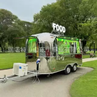 外贸定制多功能美食售卖移动不锈钢餐车露营车夜市摆摊流动小吃车