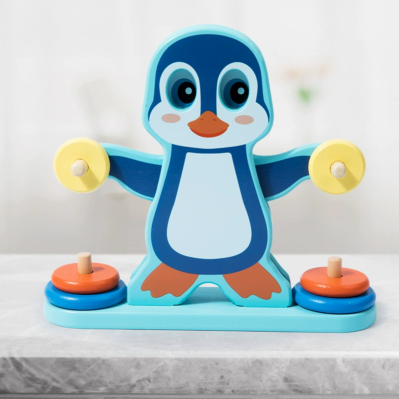 Table constructor, interactive action game, wooden toy, pinguin, teaches balance, early education