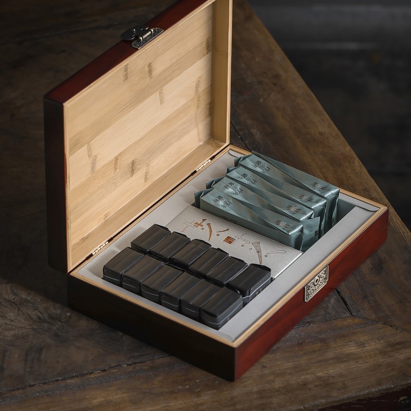 私藏高档竹盒茶叶包装空盒岩茶30泡豆腐块摆泡半斤肉桂大红袍通用