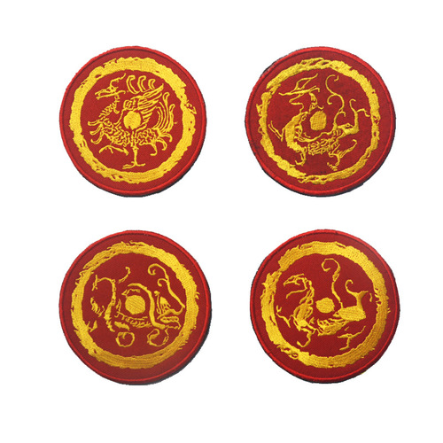 Chinese mythical beasts Qinglong White Tiger Suzaku Xuanwu Four Gods 3D embroidery Velcro cloth patch patch